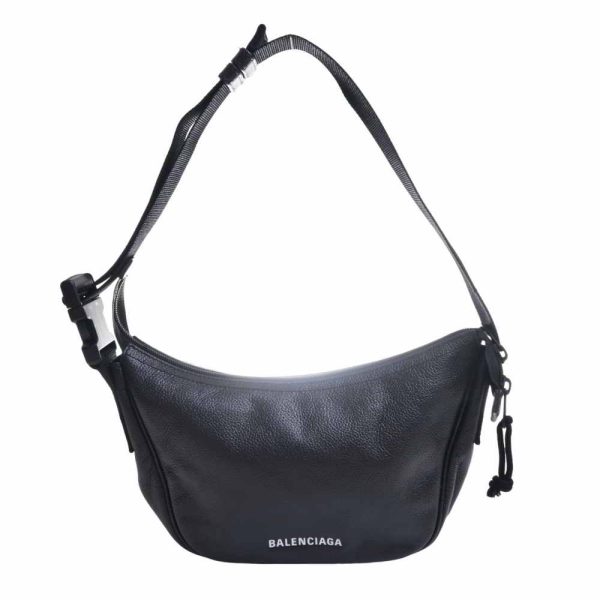 1 Balenciaga Leather Logo Shoulder Bag Black