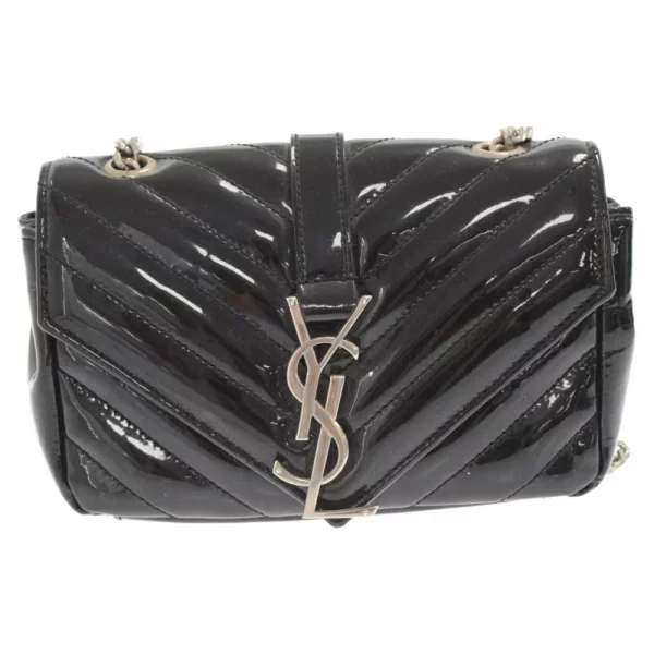 1 Saint Laurent Paris Baby Chai Patent Chain Shoulder Bag Black