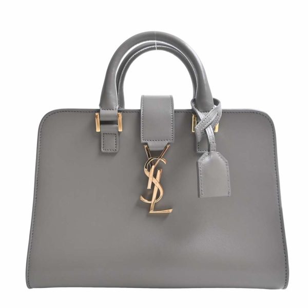 1 Saint Laurent Leather Baby Cabas 2way Handbag Gray