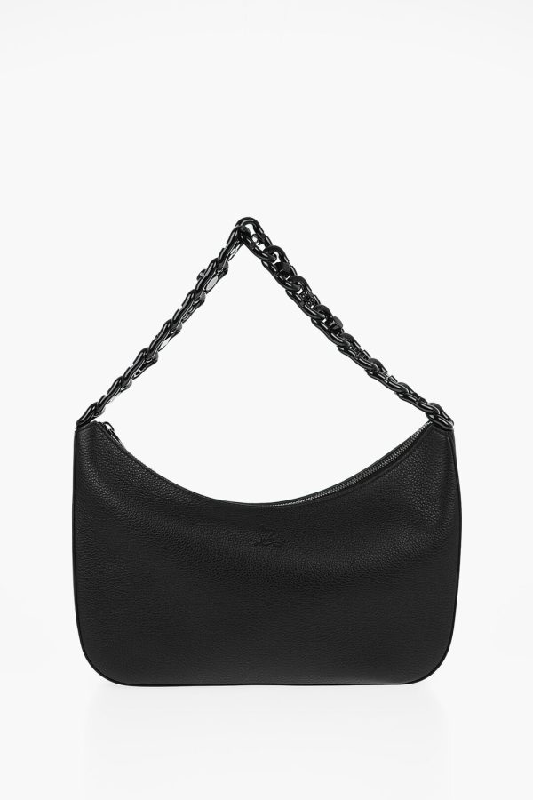 1 Christian Louboutin Textured Leather Loubila Hobo Bag Black