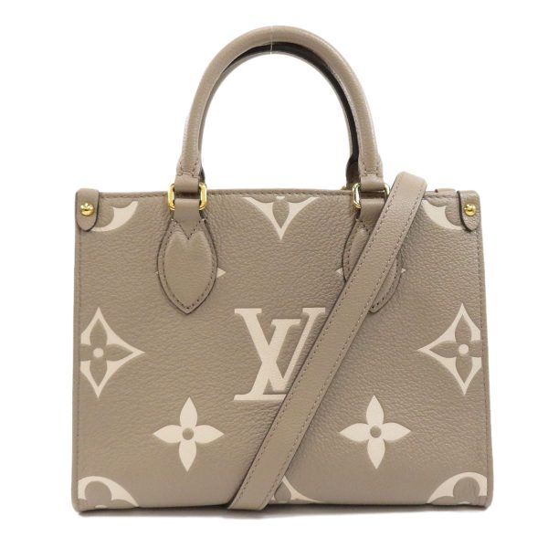 1 Louis Vuitton On the Go PM Bicolor Tourtrail Crème Handbag Empreinte