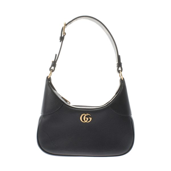 1 Gucci GG Aphrodite Small Black Gold Hardware Soft Leather Shoulder Bag