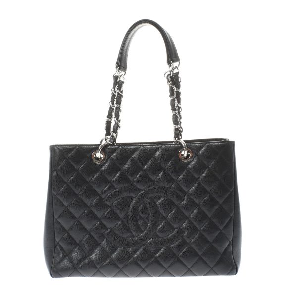 1 Chanel Matelasse Gst Black Silver Hardware Caviar Skin Tote Bag