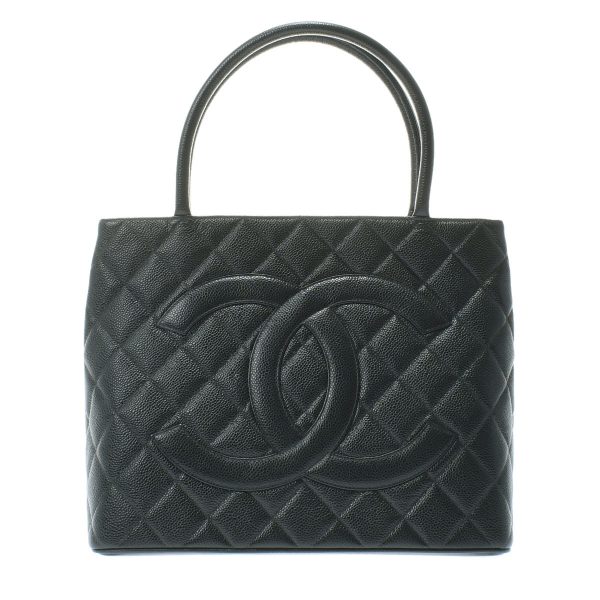 1 Chanel Gold Hardware Caviar Skin Tote Bag Black