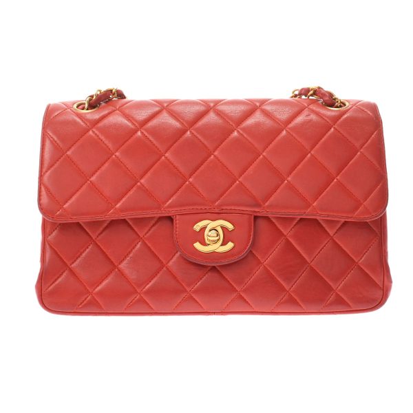 1 Chanel Matelasse Double Face Chain Shoulder Red Gold Hardware Lambskin Shoulder Bag