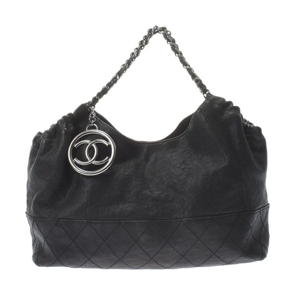 1 Chanel Cococabas Black Silver Hardware Leather Shoulder Bag