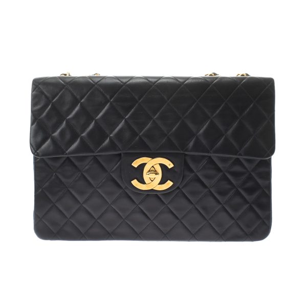 1 Chanel Matelasse Deca Matelasse Chain Shoulder 34cm Black Gold Hardware Lambskin Shoulder Bag