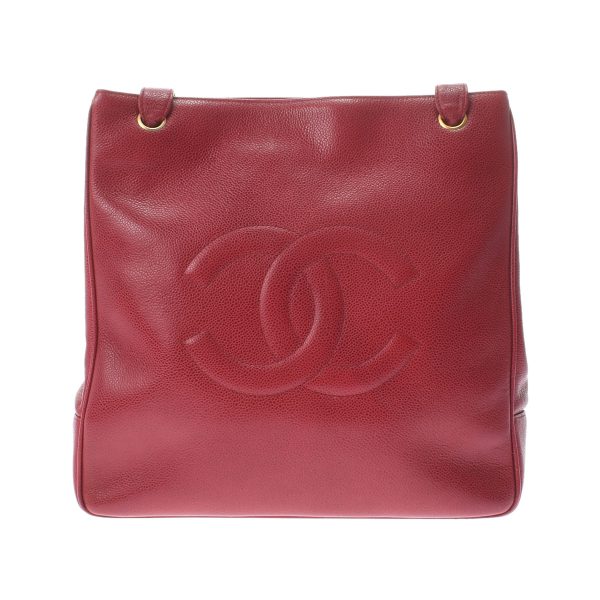 1 Chanel Matelasse Red Gold Hardware Caviar Skin Tote Bag