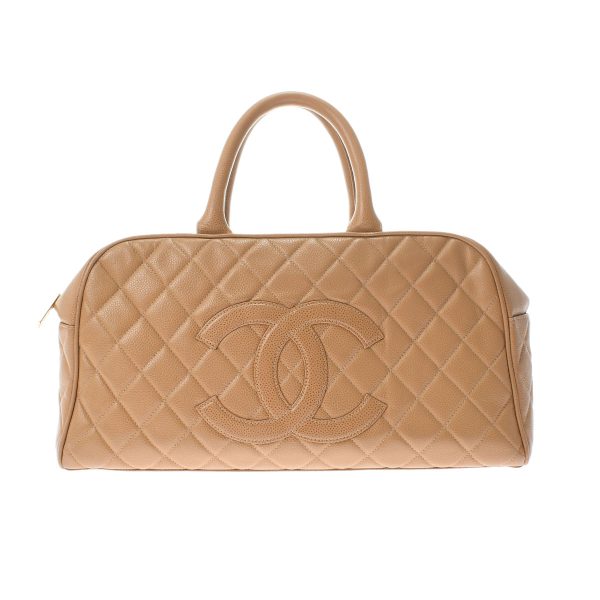 1 Chanel Mini Boston Beige Gold Hardware Caviar Skin Boston Bag