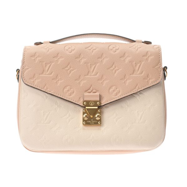 1 Louis Vuitton Empreinte Pochette Metis MM Beige Rose Creme Leather Bag