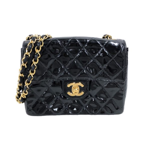 1 Chanel Mini Matelasse Gold Patent Shoulder Bag Black