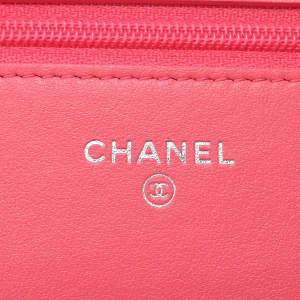 11 Chanel Camellia Chain Wallet Pink Silver Hardware Grained Calfskin Shoulder Bag