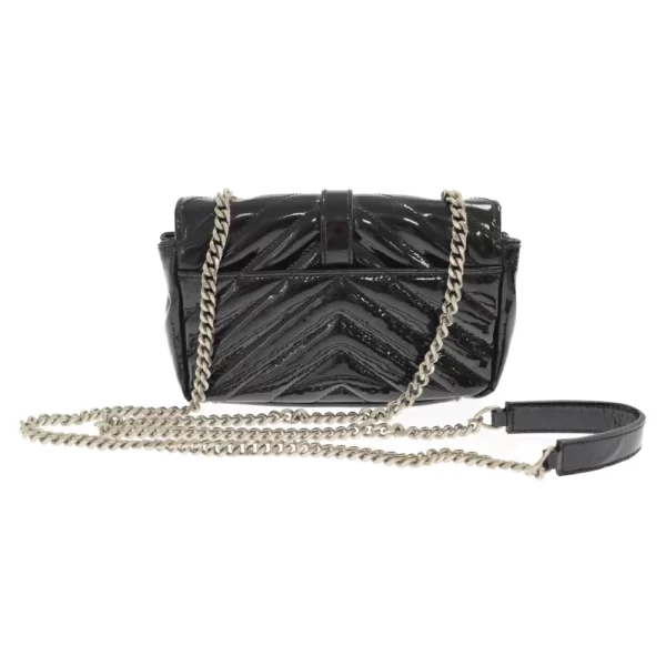 2 Saint Laurent Paris Baby Chai Patent Chain Shoulder Bag Black