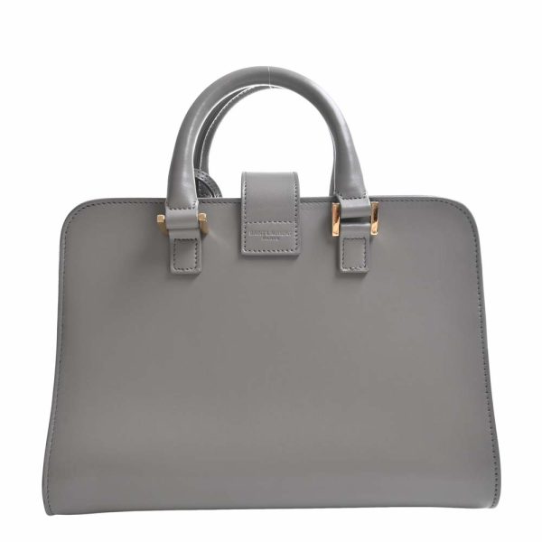 2 Saint Laurent Leather Baby Cabas 2way Handbag Gray