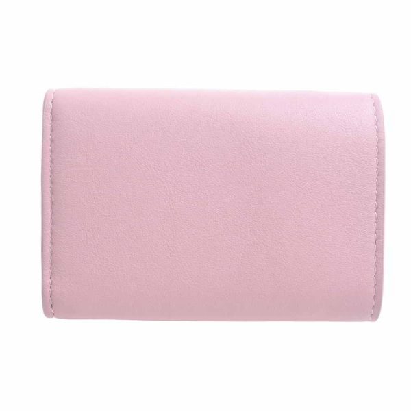 2 Saint Laurent Leather Tiny Wallet Tri fold Compact Wallet Pink