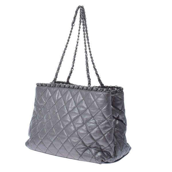 2 Chanel Chain Me GrayVintage Silver Hardware Aged Calfskin Tote Bag