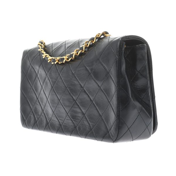 2 Chanel Matelasse Full Flap Push Lock Chain Shoulder Black Gold Hardware Lambskin Shoulder Bag