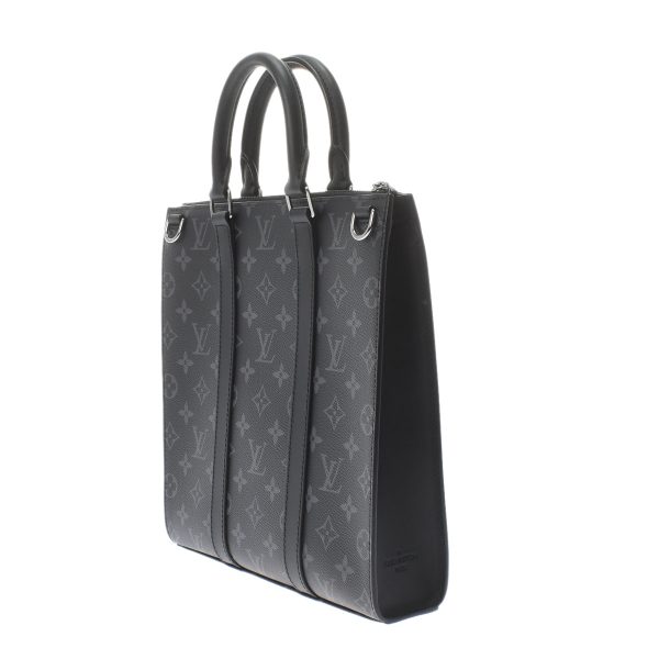 2 Louis Vuitton Sac Plat Black Monogram Eclipse Canvas Tote Bag