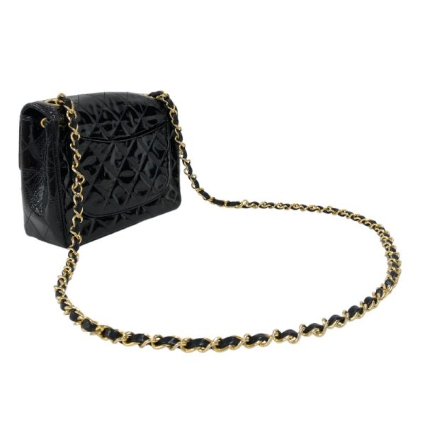 2 Chanel Mini Matelasse Gold Patent Shoulder Bag Black