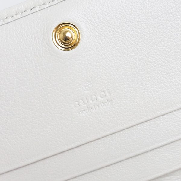 200097904018 10 Gucci Raja Tiger Bifold Chain Wallet Leather Canvas White