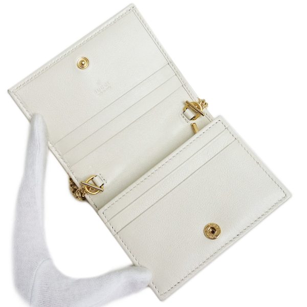 200097904018 3 Gucci Raja Tiger Bifold Chain Wallet Leather Canvas White