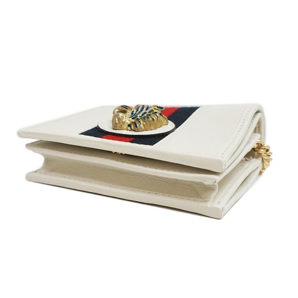 200097904018 9 Gucci Raja Tiger Bifold Chain Wallet Leather Canvas White