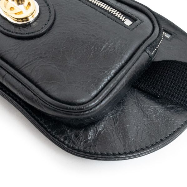 200100859018 10 Gucci Interlocking GG Crossbody Waist Bag Calfskin Leather Black