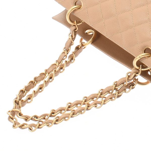 3 Chanel Matelasse Chain Tote Bag BeigeGold Hardware Caviar Skin