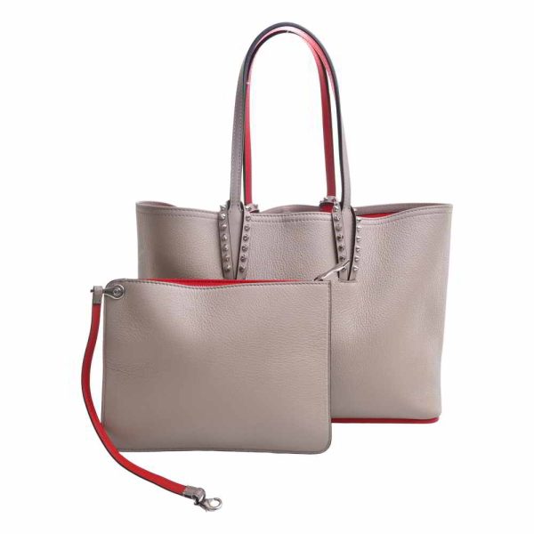 3 Christian Louboutin Leather Cabata Studded Tote Bag Greige