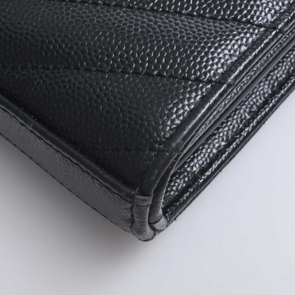 3 Saint Laurent Leather Chain Shoulder Wallet Long Wallet Black