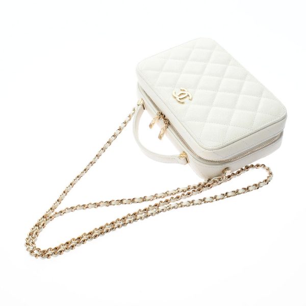 3 Chanel Matelasse Vanity Case White Gold Hardware Grained Calfskin Shoulder Bag