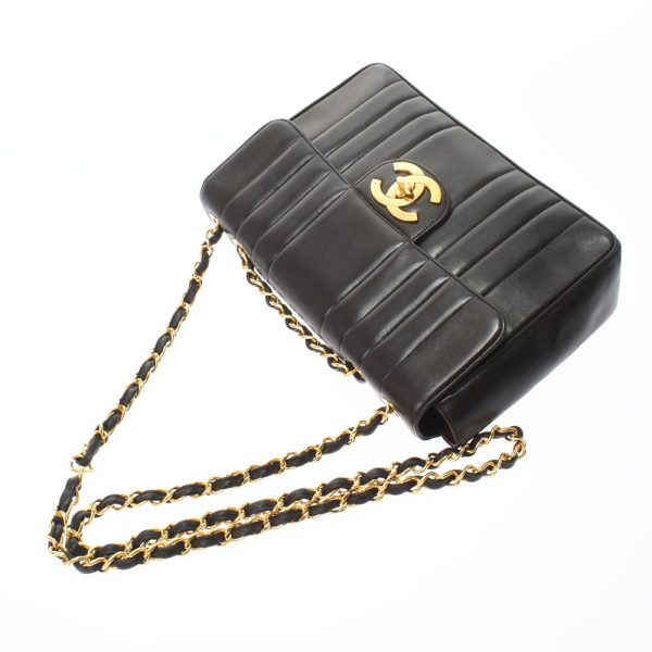 3 Chanel Mademoiselle Deca Matelasse Chain Shoulder 30cm Black Gold Hardware Lambskin Shoulder Bag