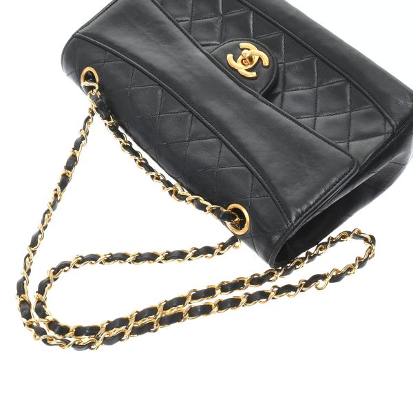 3 Chanel Matelasse Chain Shoulder Black Gold Hardware Lambskin Shoulder Bag