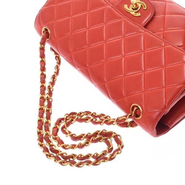 3 Chanel Matelasse Double Face Chain Shoulder Red Gold Hardware Lambskin Shoulder Bag