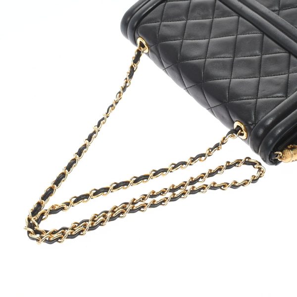 3 Chanel Matelasse Fringe Chain Shoulder Black Gold Hardware Lambskin Shoulder Bag