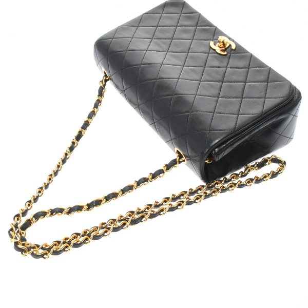 3 Chanel Matelasse Full Flap Push Lock Chain Shoulder Black Gold Hardware Lambskin Shoulder Bag