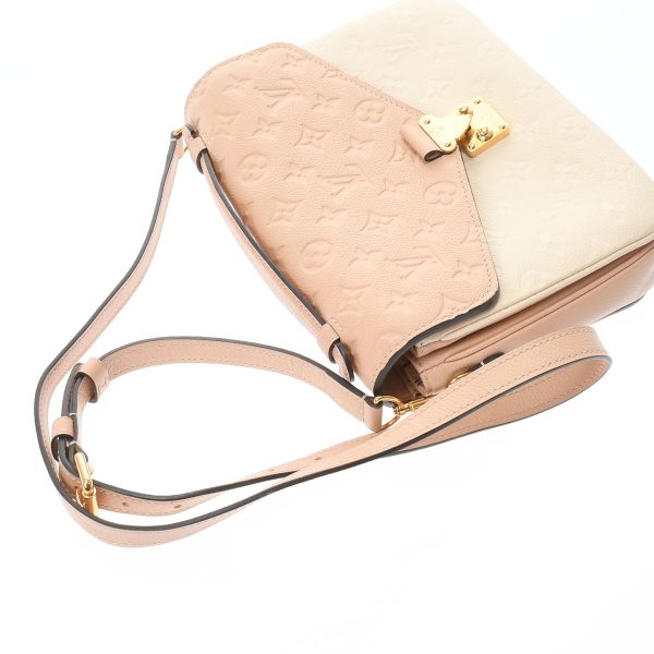 3 Louis Vuitton Empreinte Pochette Metis MM Beige Rose Creme Leather Bag