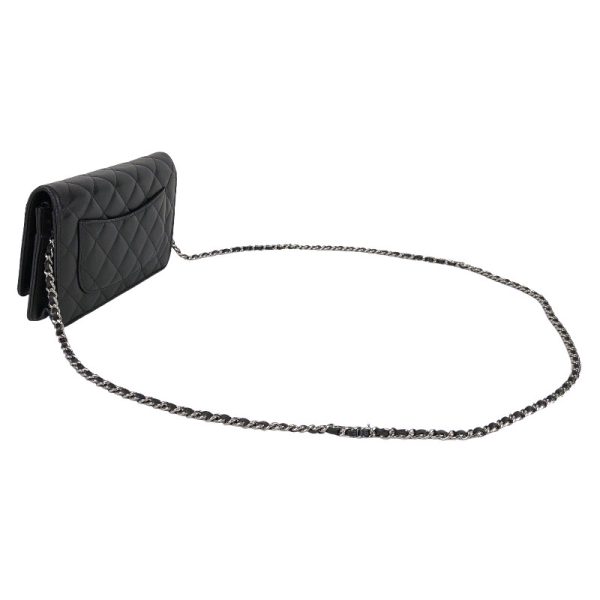 3 Chanel Classic Chain Wallet Shoulder Bag Black Silver