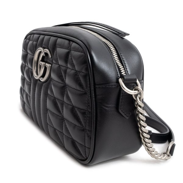 4 Gucci GG Marmont Small Chain Shoulder Bag Crossbody Leather Black