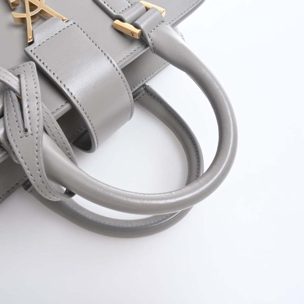 4 Saint Laurent Leather Baby Cabas 2way Handbag Gray