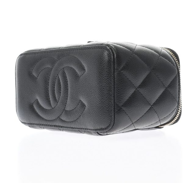 4 Chanel Matelasse Vanity Case Black Gold Hardware Grained Calfskin Shoulder Bag