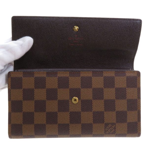 4 Louis Vuitton Portefeuil International Damier Ebene Long Wallet With Coin Purse Damier Canvas