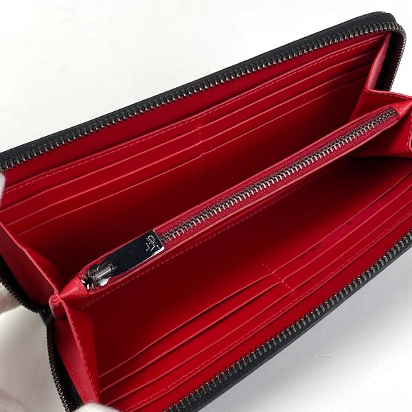 5 Christian Louboutin Panettone Round Zipper Long Wallet Black