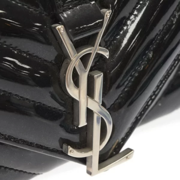 5 Saint Laurent Paris Baby Chai Patent Chain Shoulder Bag Black