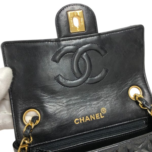 5 Chanel Mini Matelasse Gold Patent Shoulder Bag Black