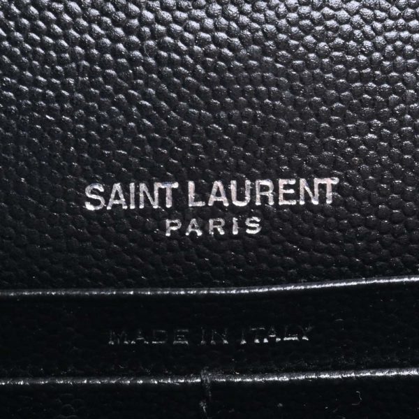 6 Saint Laurent Leather Chain Shoulder Wallet Long Wallet Black