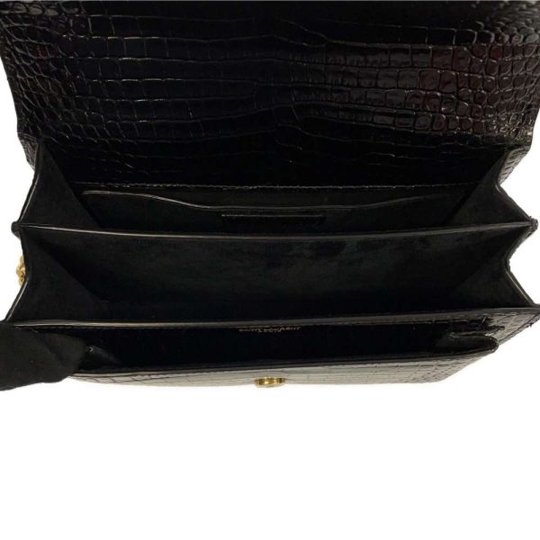 7 Saint Laurent Paris Chain Shoulder Bag Embossed Sunset Black