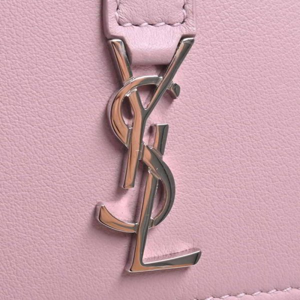 7 Saint Laurent Leather Tiny Wallet Tri fold Compact Wallet Pink