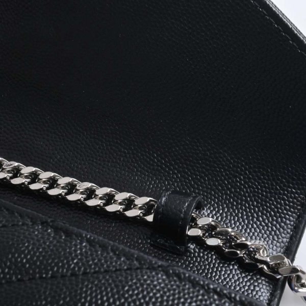 7 Saint Laurent Leather Chain Shoulder Wallet Long Wallet Black