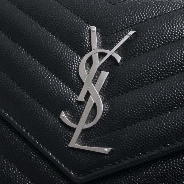 8 Saint Laurent Leather Chain Shoulder Wallet Long Wallet Black